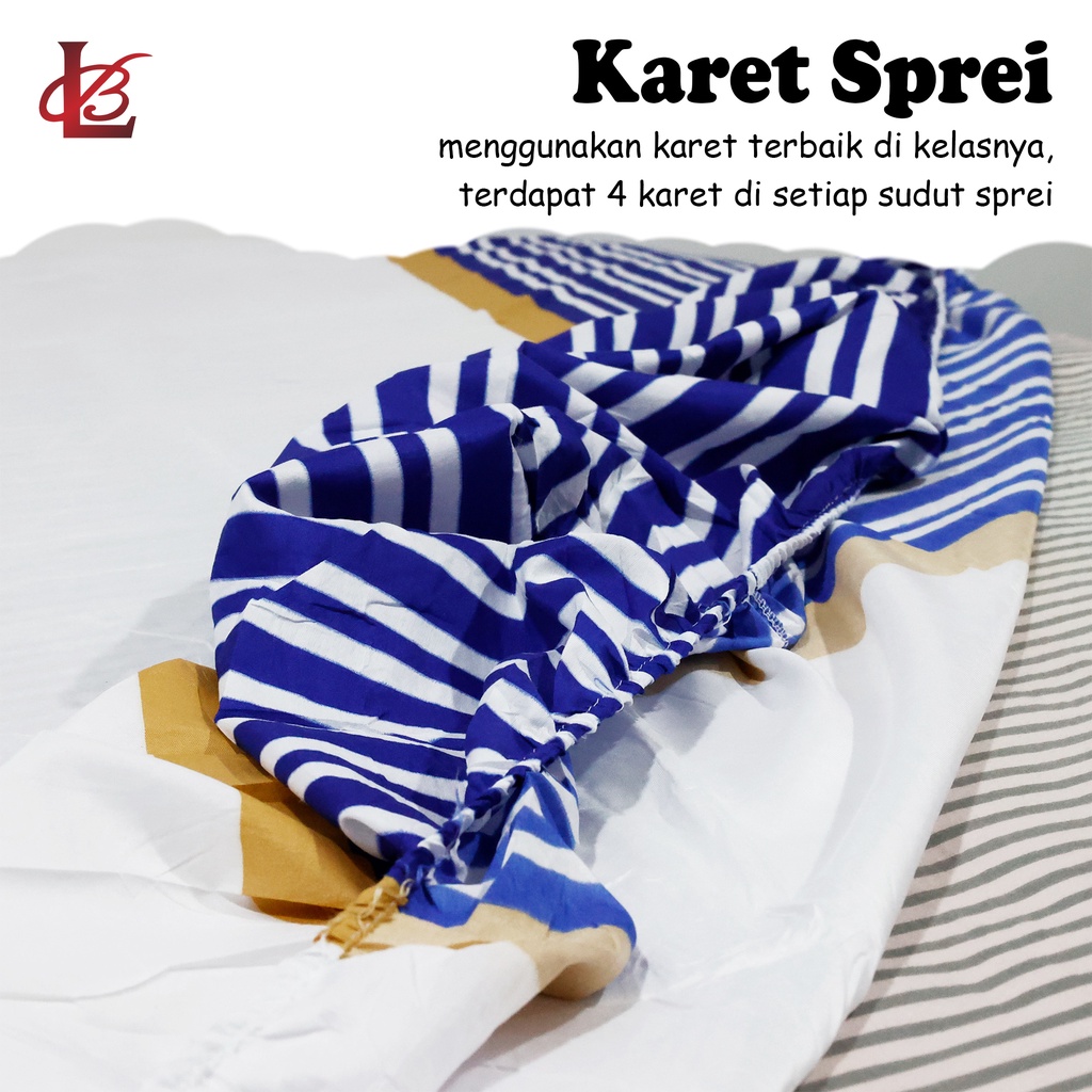 Sprei Kasur Double Ukuran 120x200cm Satu Set Sarung Bantal Guling Motif Bahan Kain TC Halus Lembut Perlengkapan Kamar Tidur Import - CD-4 - Luckystar