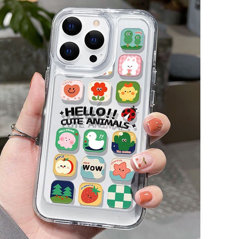 IPHONE Casing Ponsel Lembut Lucu Kompatibel Untuk Iphone14 11 13 12 Pro XS Max X XR 7 8 6S Plus Silcone Casing Shockproof Transparan TPU Cover