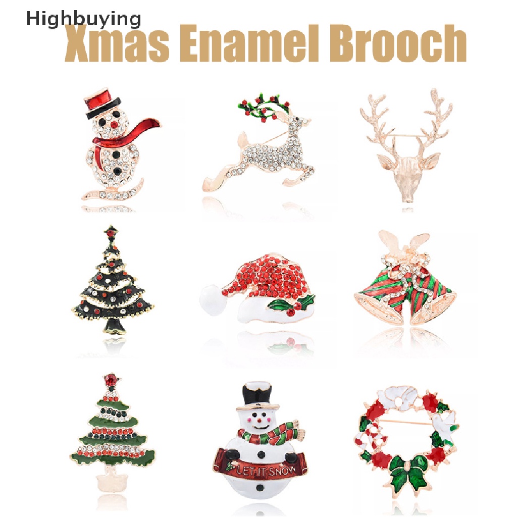 Hbid Bros Enamel Natal Mengkilap Elk Snowman Santa Claus Pohon Logam Pin Xmas Tahun Baru Pesta Perjamuan Harian Pin Dekorasi Hadiah Glory