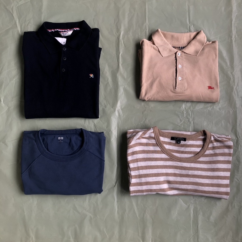 Polo Shirt Longsleeve dan Crewneck Sweater Burberry Uniqlo