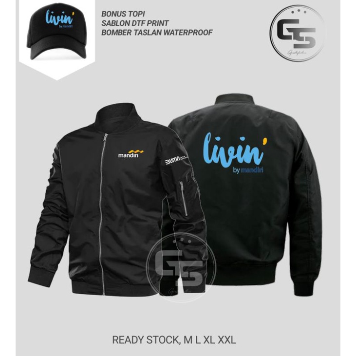 jaket pria Livin - Jaket Bomber Mandiri free topi waterproof