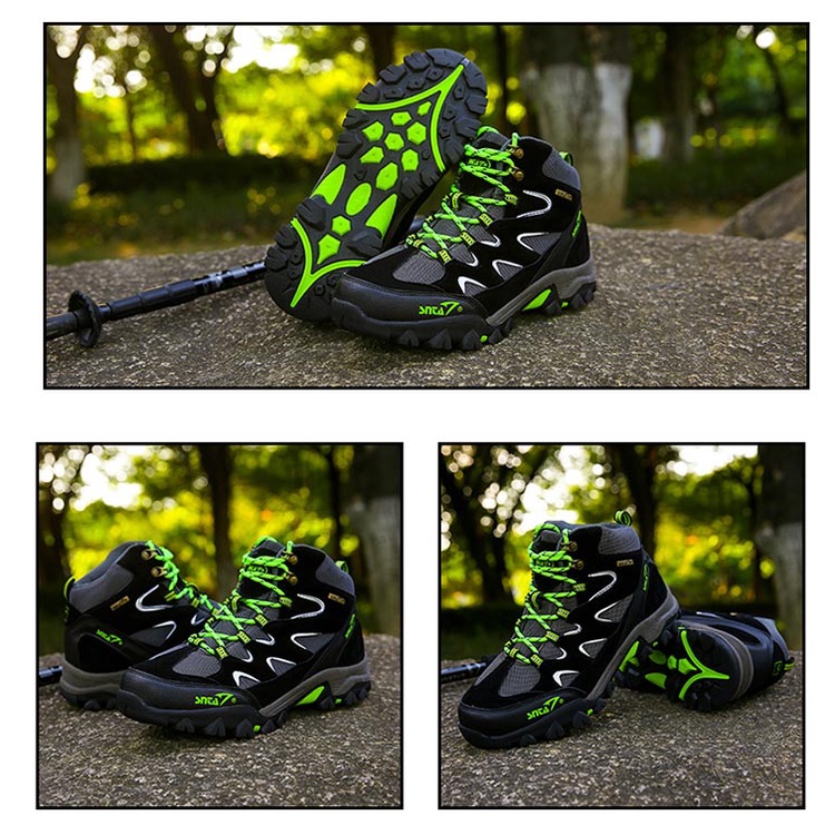 Sepatu Gunung Hiking Snta 489 Black Green Semi Waterproof Boot Mendaki - 39