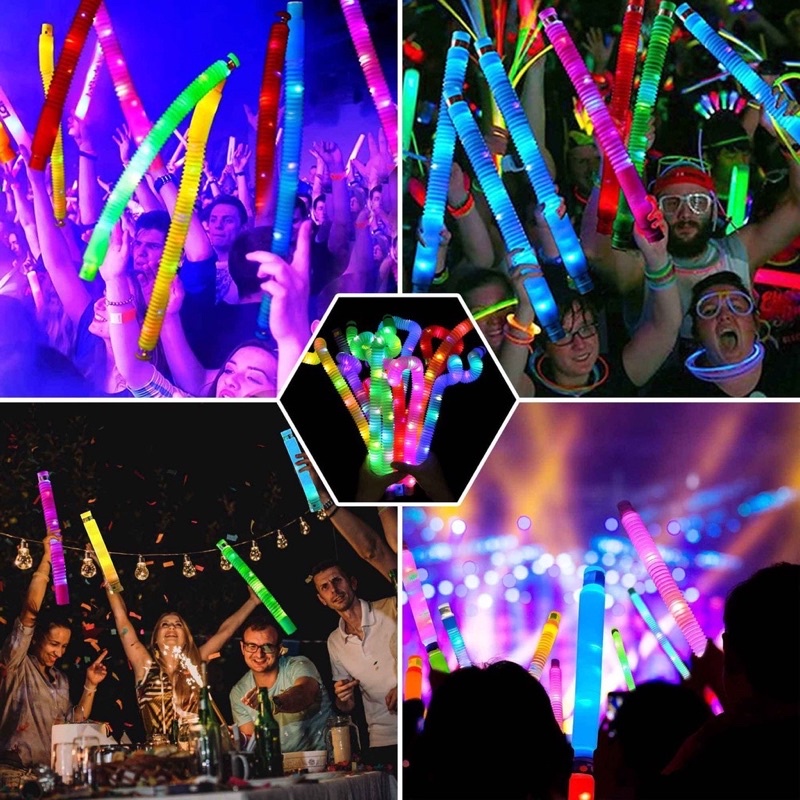 MAINAN ANAK VIRAL LIGHT UP POP - MAINAN LAMPU STICK PIPA SELANG WARNA WARNI -  FIDGET TOY LED - SOUNVENIR MAINAN ANAK
