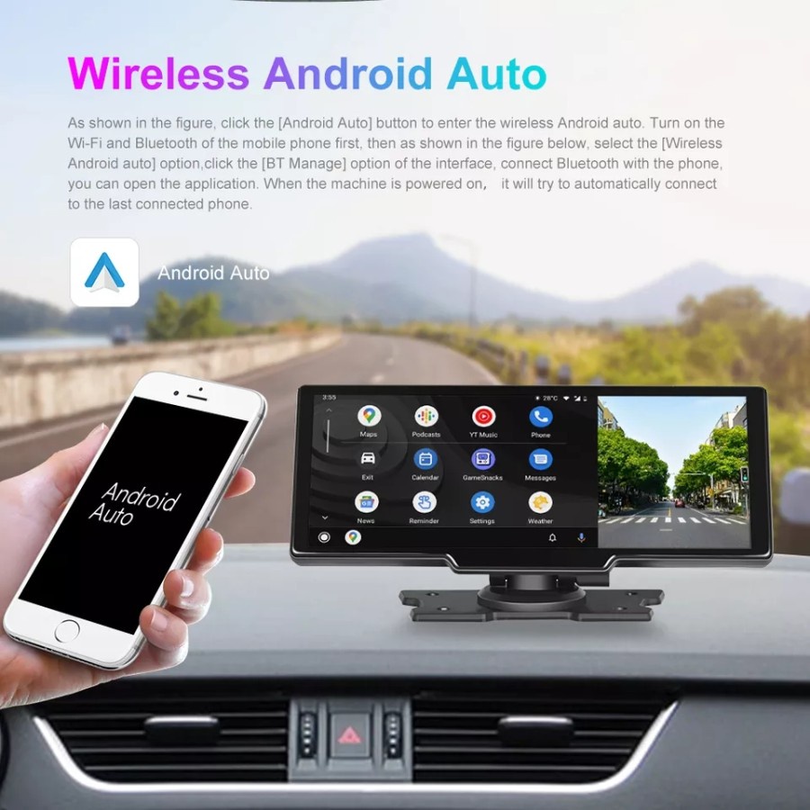 CAR DVR 10.26&quot; 4K + GPS + WIFI, Support Wireless Android Auto, Apple Car Play &amp; Mirrolink