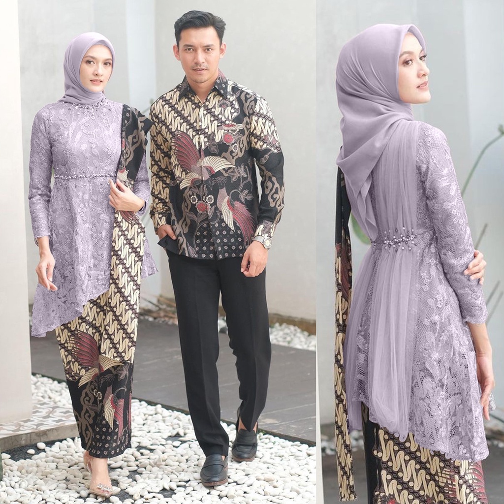 Kebaya Couple Brukat Modern / Kebaya Tunangan Lamaran Wisuda Remaja Kekinian / OOTD Kebaya Pesta Kondangan Pernikahan