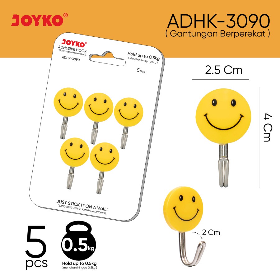 Adhesive Hook Gantungan Baju Tempel Dinding Stainless Joyko ADHK-3090