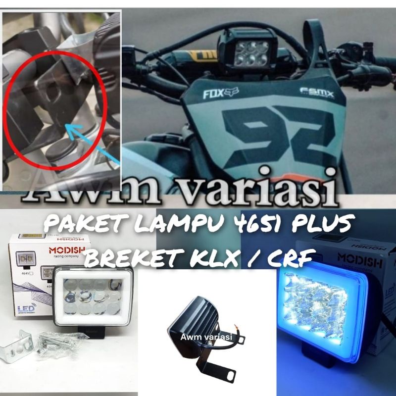 PAKET LAMPU TEMBAK SENJA BIRU 12 MATA  SUPERMOTO LED BAR SRIES UNTUK KLX / CRF