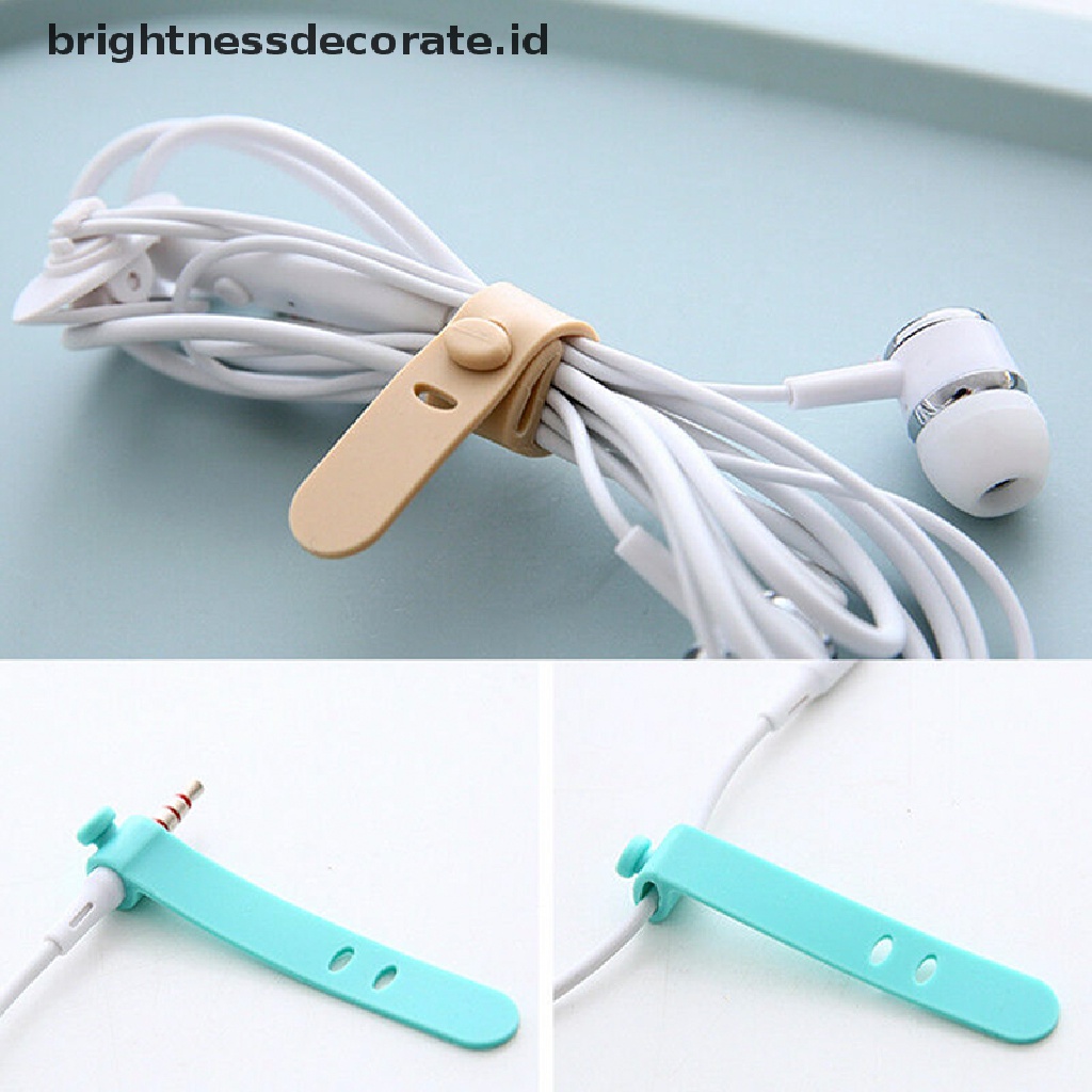 [Birth] Silicone Kabel Data Organizer Headphone Cord Finishing Buckle Wrap Tie Strap [ID]