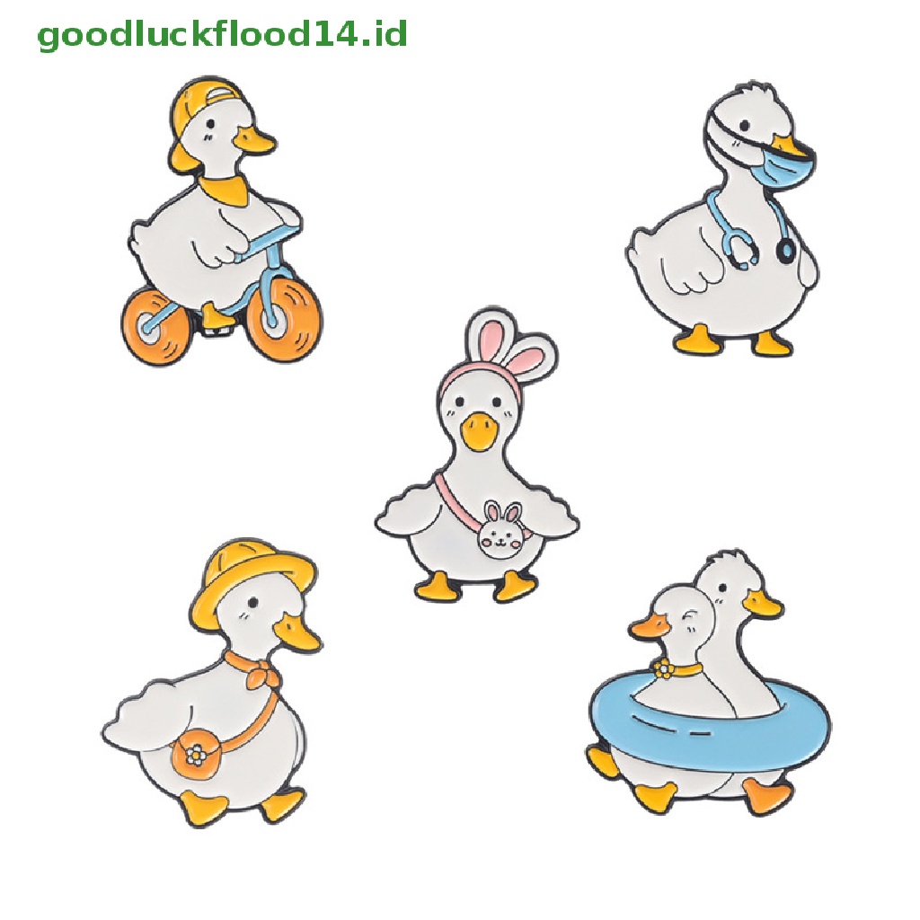 [GOOGFOUR] Pin Enamel Hewan Yang Indah Bebek Angsa Belanja Berenang Bersepeda Bros Tas Kerah Pin [TOP]