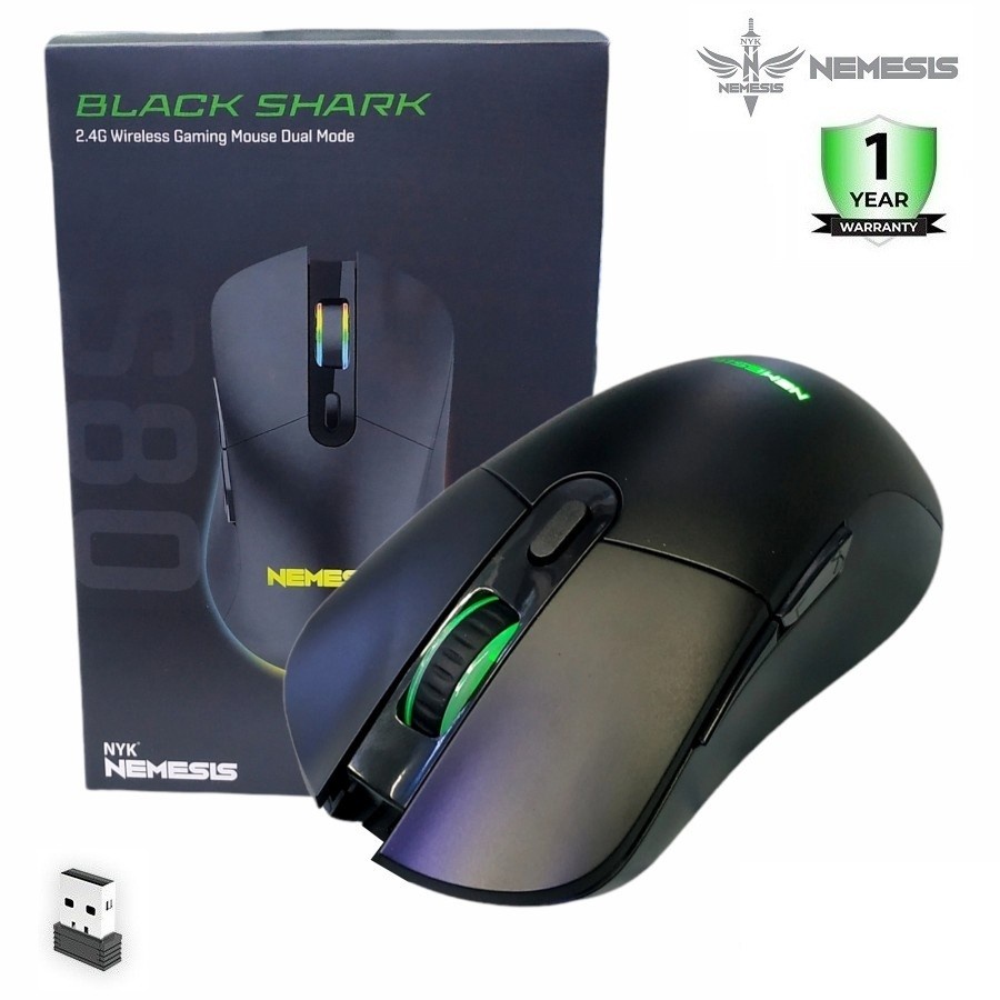 NYK Nemesis S80 Black Shark Mouse Gaming Dual Mode Wired &amp; Wireless