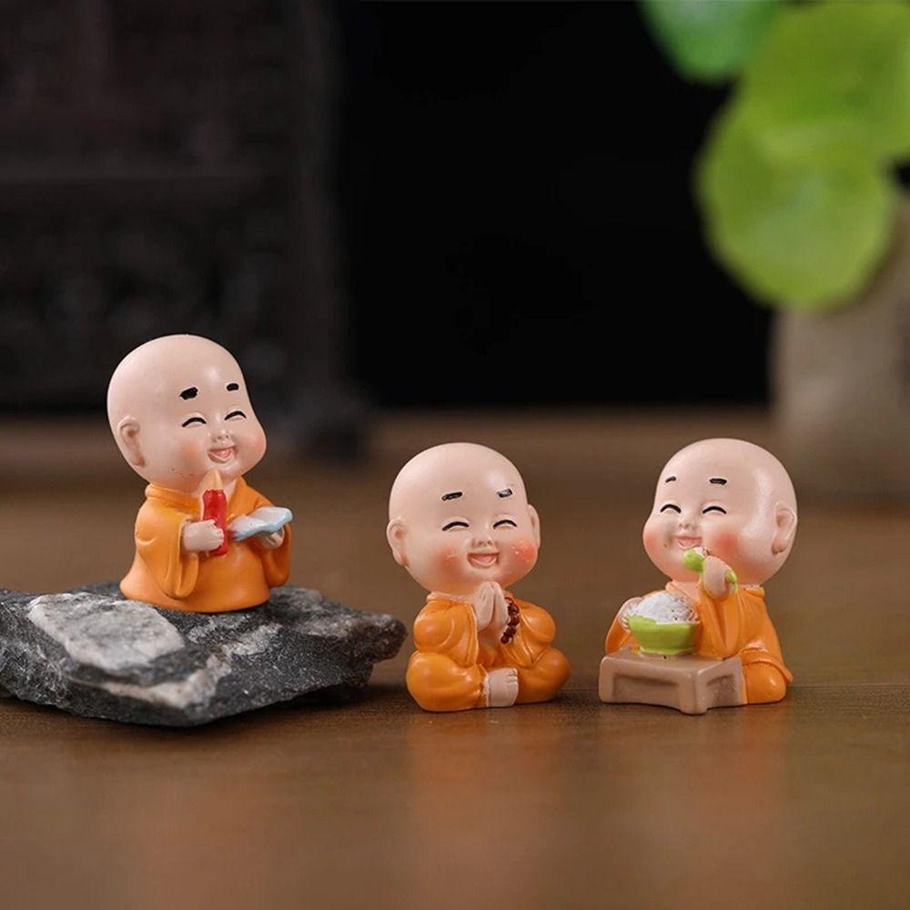 Augustina Buddha Ornamen Biksu Buddha Beberapa Gaya Lucu DIY Desktop Decor Kerajinan Resin Dekorasi Mobil Ornamen Kecil