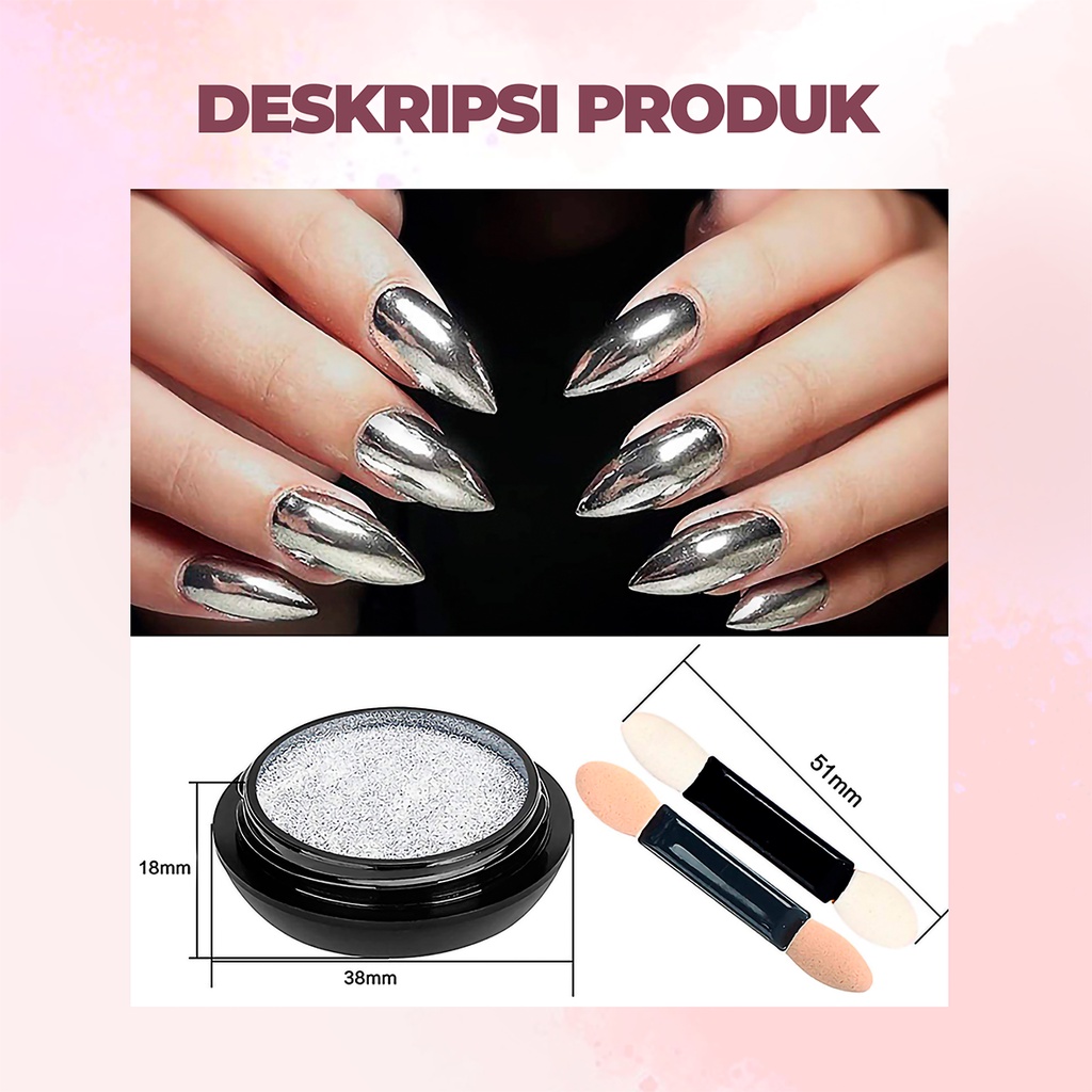 [ COD ] Laser Mirror Powder Chrome Glitter Titanium Nail Art/Kutek Bubuk Kutek Powder/For Nail art Decoration