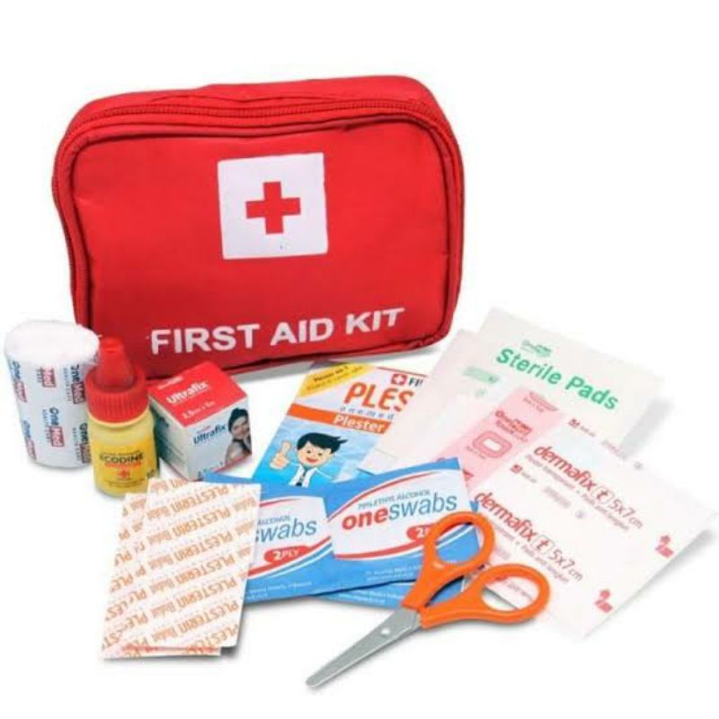 Onemed First Aid Kit Bag Red Set Tas Obat P3K Pouch Travel