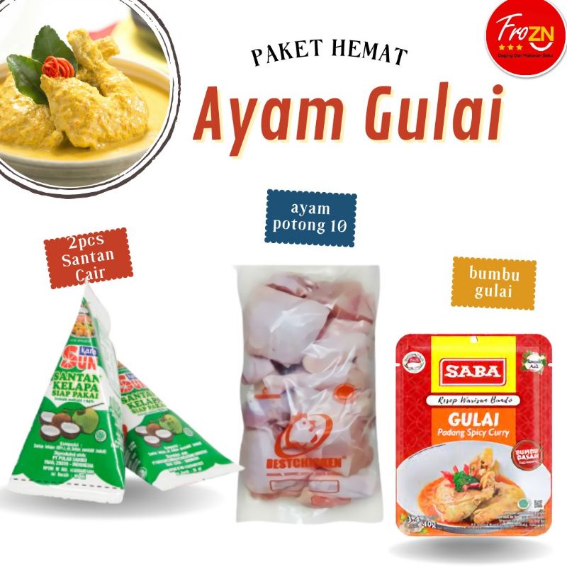

Paket Hemat Ayam Gulai / bumbu gulai / ayam potong gulai