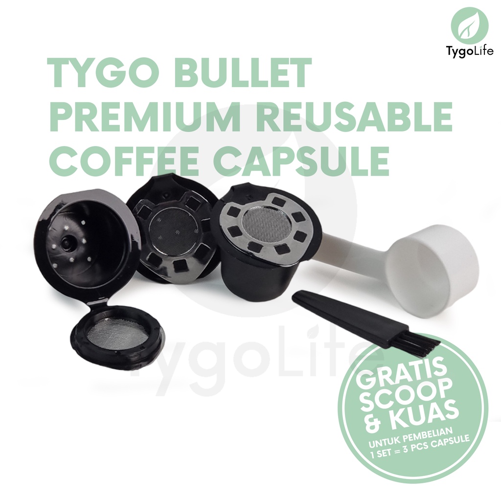 TYGO BULLET REUSABLE/REFILLABLE COFFEE CAPSULE POD PREMIUM STAINLESS FOR NESPRESSO MESIN KOPI KAPSUL