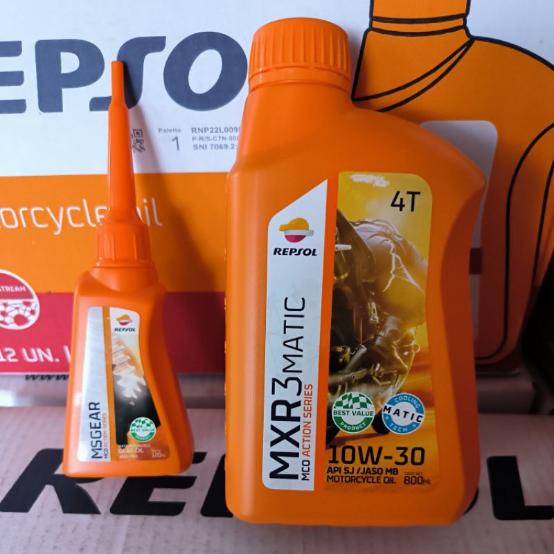 PAKET OLI REPSOL MXR3 MATIC 08L SAE 10W-30 API SJ JASO MB + OLI GARDAN 120ML ORIGINAL REPSOL