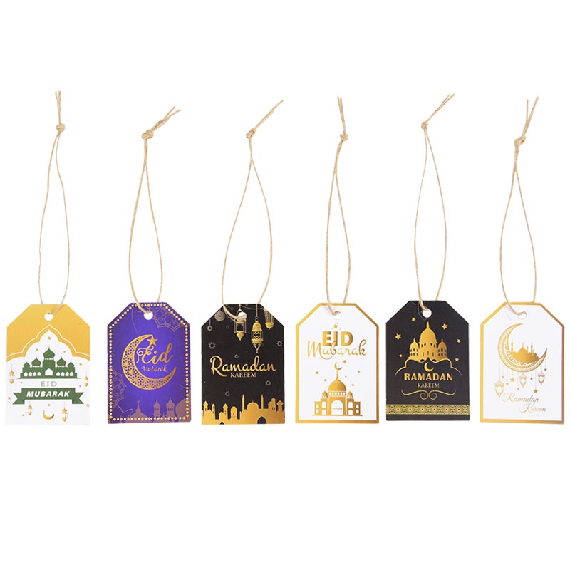 48pcs/set Kareem Ramadan Paper Hang Tag Perlengkapan Pesta Muslim Dekorasi Rumah Eid Mubarak Box Wrapping Card