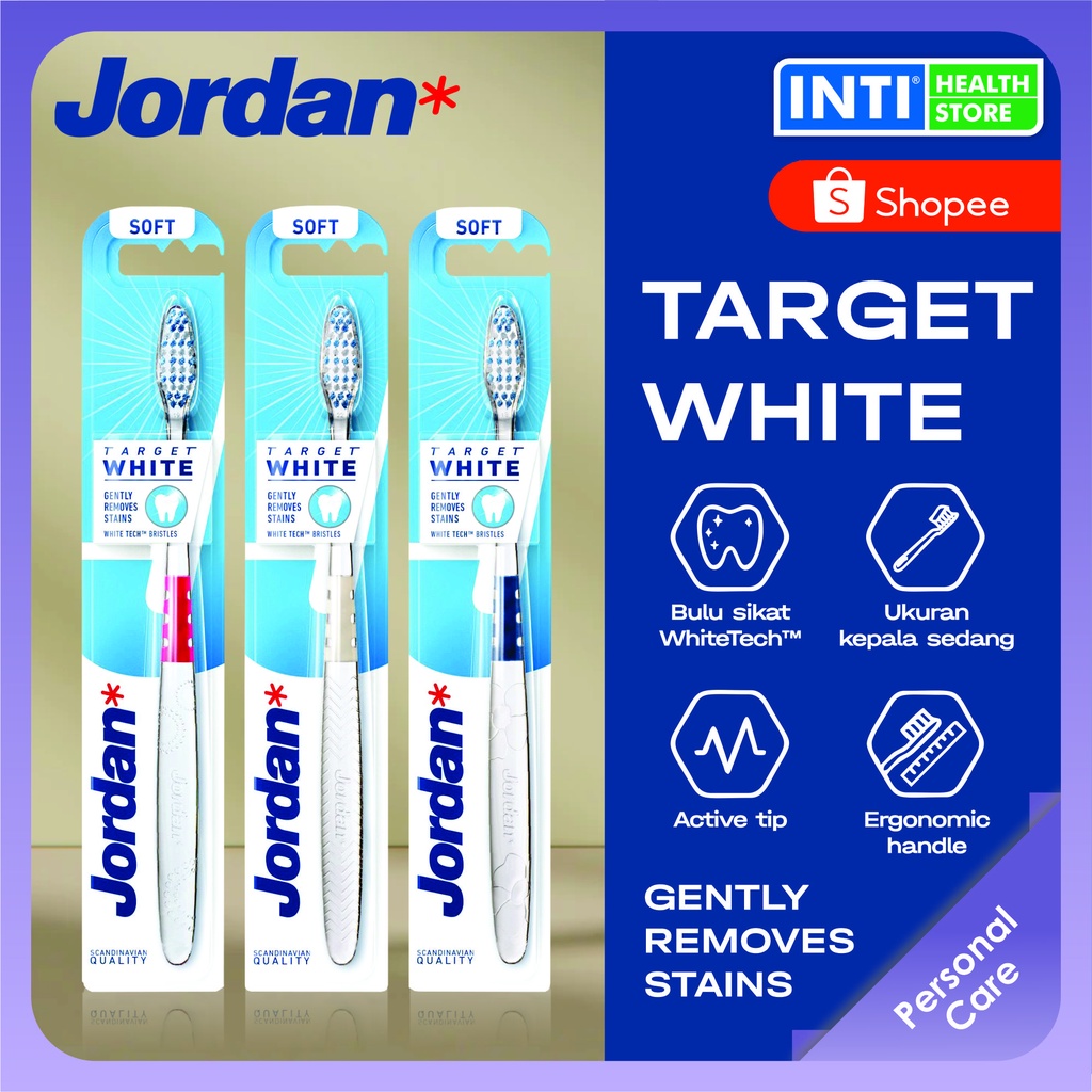 Jordan Oral Care Medium Target White Soft - Sikat Gigi