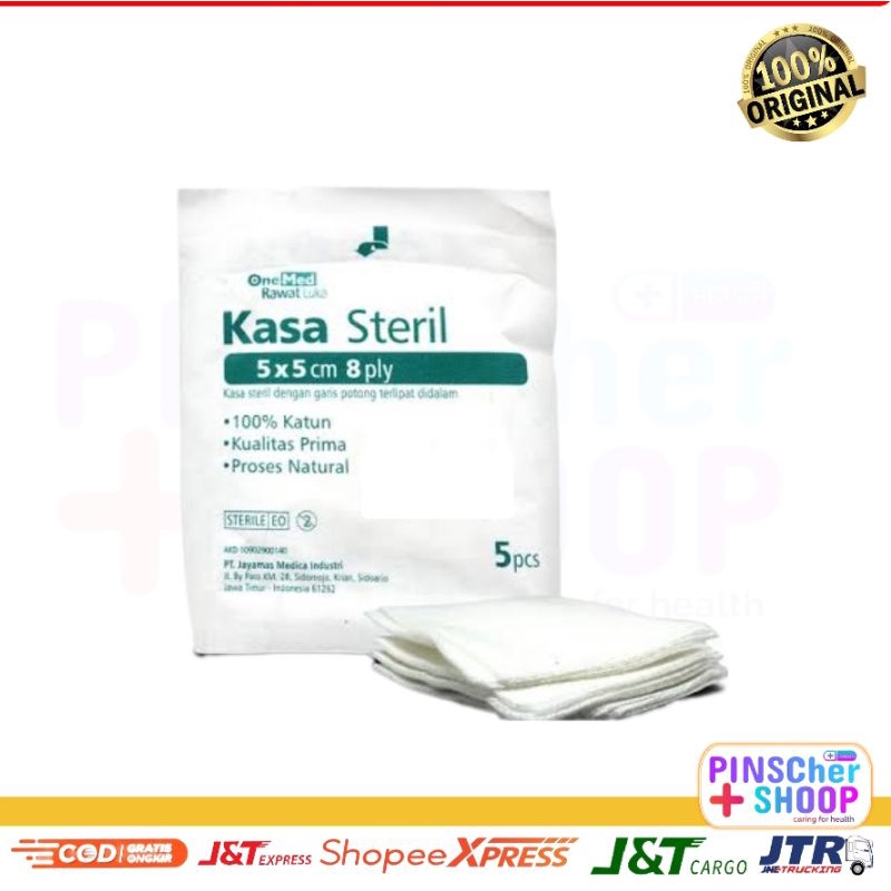 Kasa Steril 585 OneMed 5x5cm 8 Ply Isi 5 Lembar / Pack