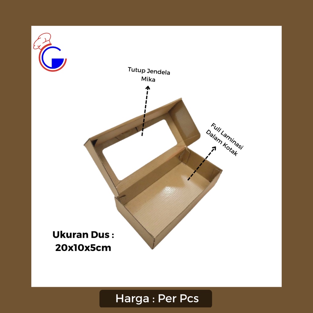 

Dus Kue Brownies Brown Jendela Mika-20x10x5Cm