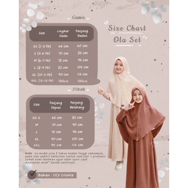 Ola Gamis set Kids KFM | Ola Gamis Anak KFM kids S