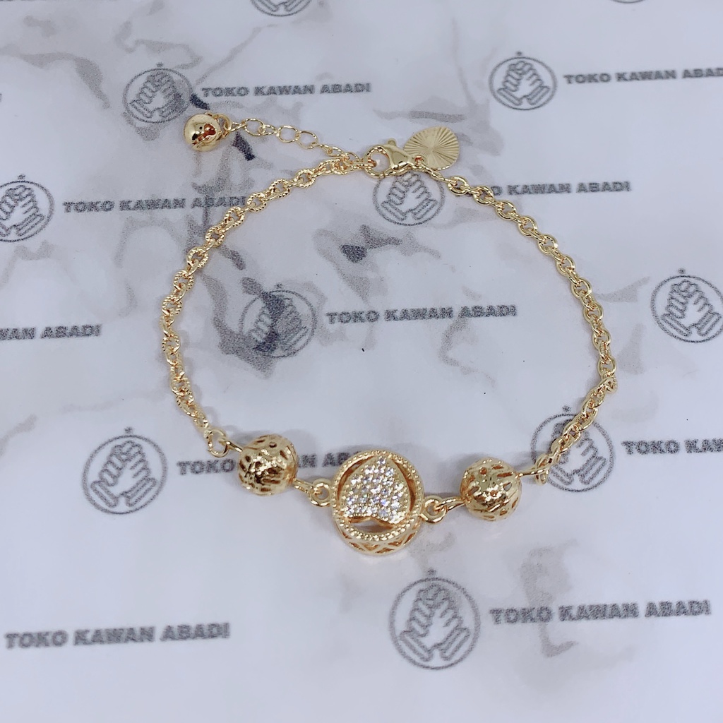 Gelang Tangan Xuping Gold Perhiasan Fashion Wanita Dewasa Model Ring Permata Silang *19