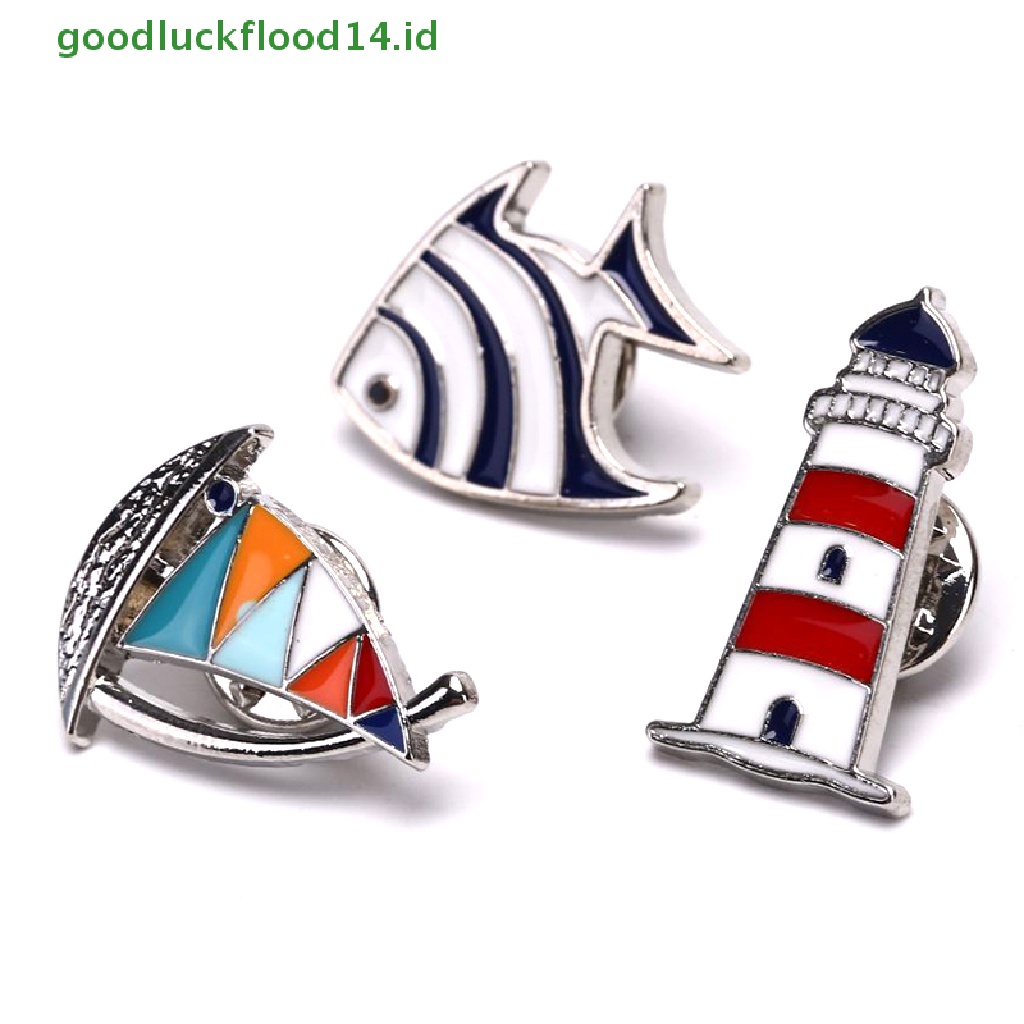 [GOOGFOUR] Mode Enamel Perahu Layar Ikan Menara Navy Bros Lencana Korsase Perhiasan Hadiah [TOP]