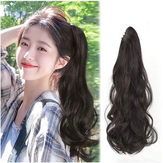 Ikat Rambut Palsu Gelomban Wig Rambut Gelombang Cakar Klip Rambut Pendek Kuncir Kuda Poni Keriting 8 Gigi Klip Wig Wanita TN