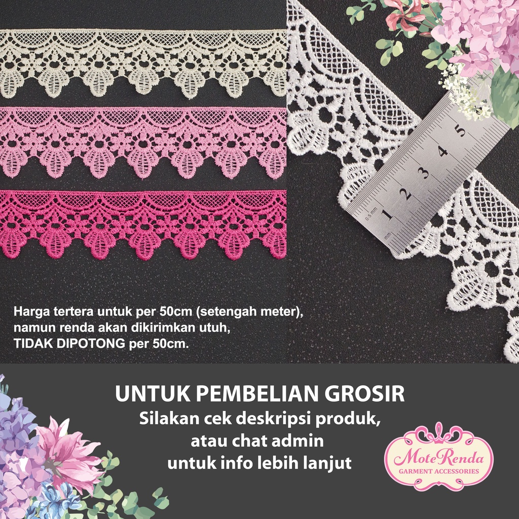 Renda giper/guipure, lebar 4cm (harga per 50cm) kode 5GVI40