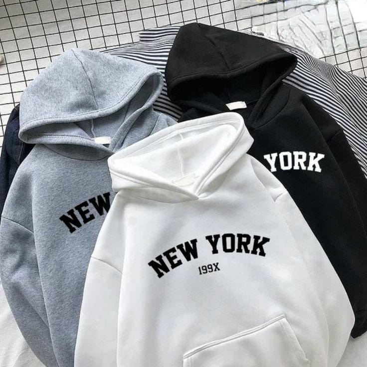 Parisdivarious Sweater Hoodie Jemper New York 199x Bahan Fleece Size S - XXL (Pria &amp; Wanita)