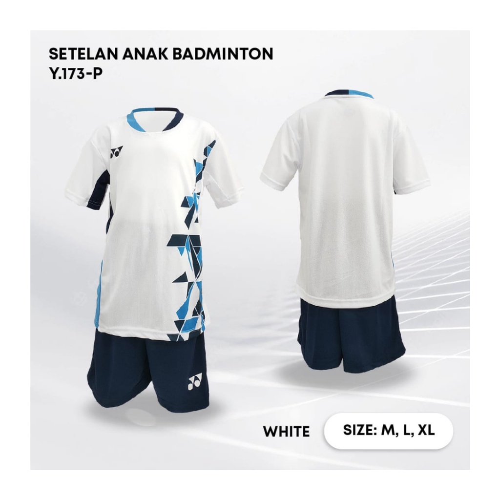 Kaos badminton anak laki-laki ST.Y173 jersey bulutangkis baju celana setelan jersy perempuan stelan t-shirt outfit seragam kostum print olahraga casual suit pakaian jarsey oblong apparel sports jersi sudirman thomas uber cup bulu tangkis putih polos