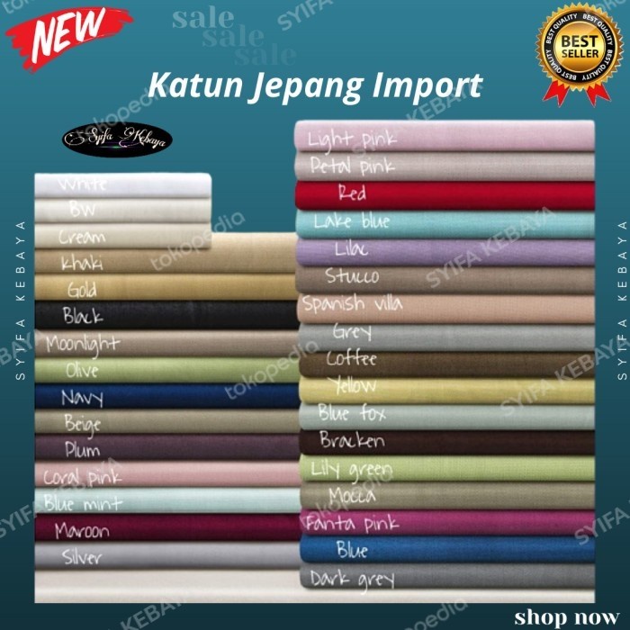 Kain Kain Katun Jepang Polos. Bahan Katun Jepang Polos Premium Meteran