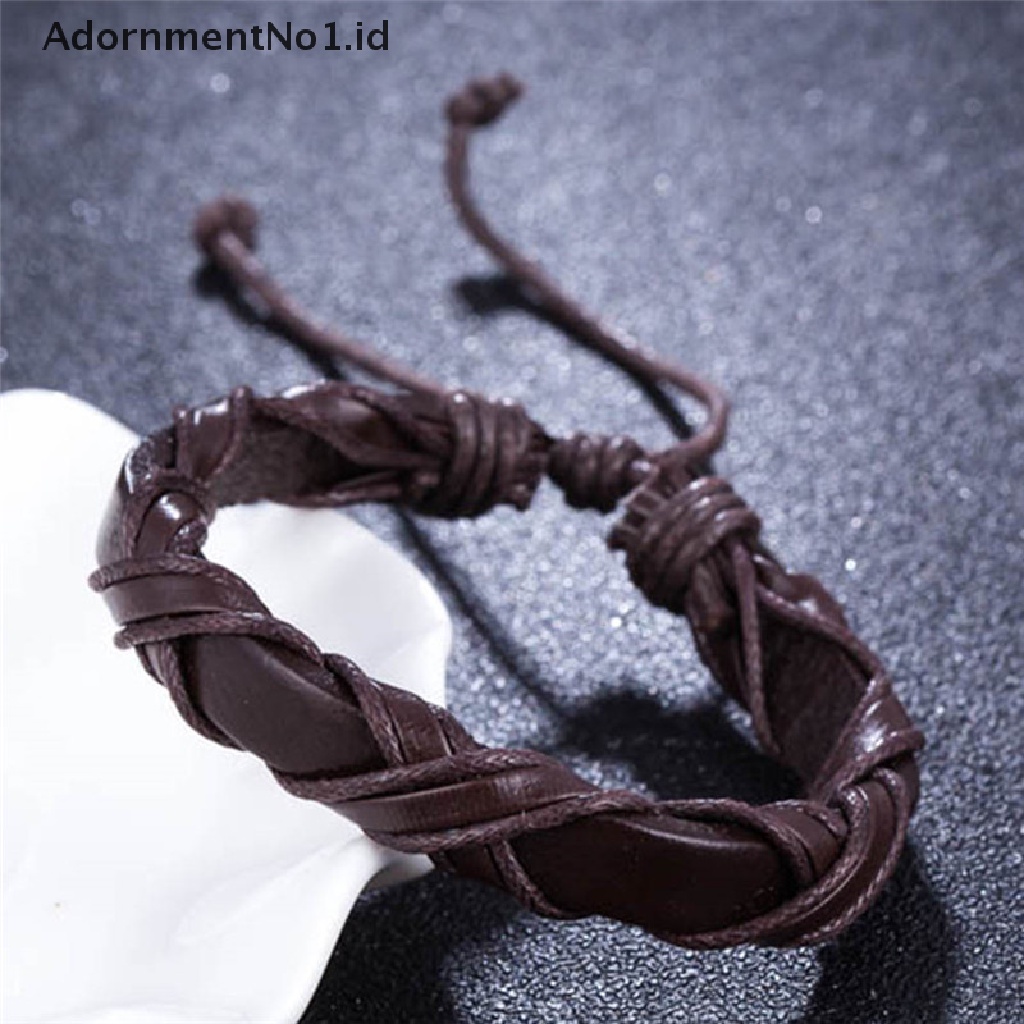 [AdornmentNo1] Handmade Kulit Pria Wanita Tali Gelang Bangle Cuff Wristband Wrap Adjustable [ID]