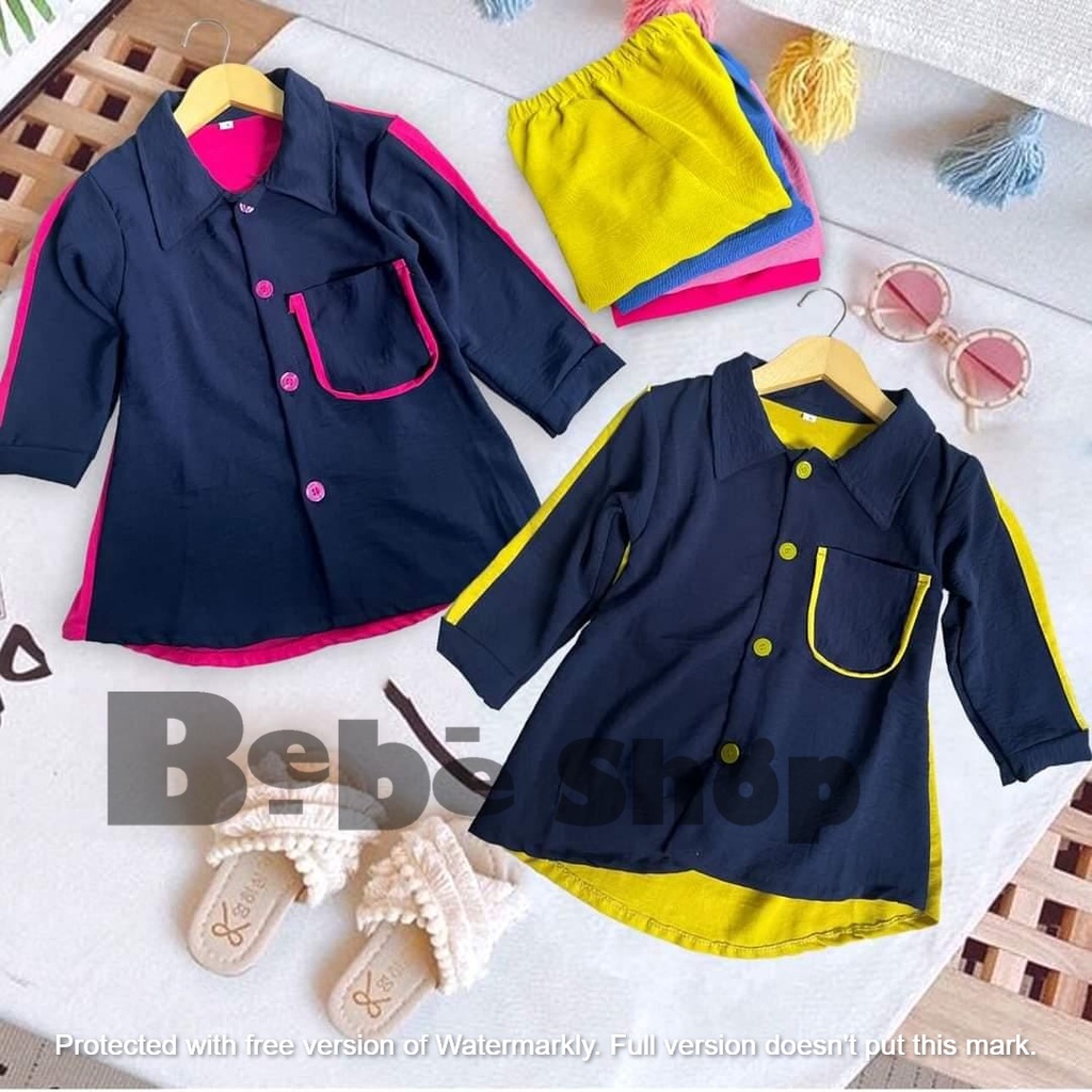 one set anak perempuan bahan cringkel usia 2 sampai 8 tahun