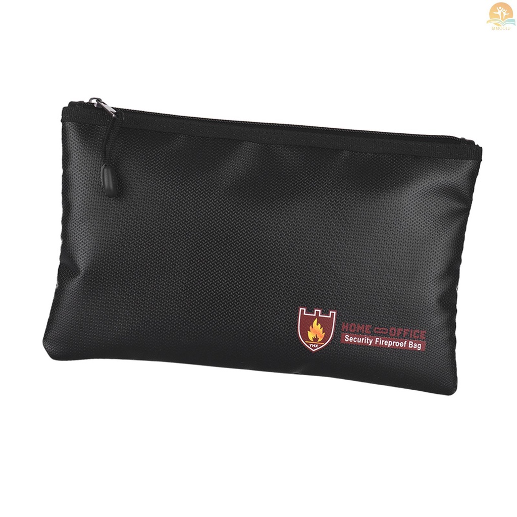 [MMOI] Tas Dokumen Tahan Api Bahan Fiberglass Lapis Silikon Money Bag Pouch Holder Water Fire Resistant with Zipper Closure Storage Untuk File Perhiasan Barang Berharga, Ukuran Kecil