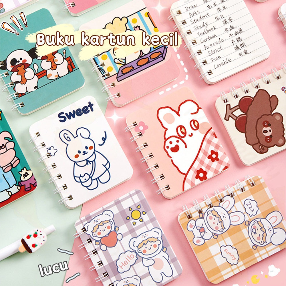 Ivorybaby Buku catatan kecil A7 Notebook ring motif Buku catatan memo ring Buku tulis ring