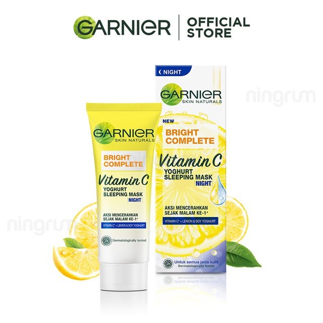 Ningrum - Garnier Bright Complete Vitamin C Serum Day Cream UV | Bright Complete Yoghurt Sleeping Mask Night Cream | 20ml 40ml 50ml | Perawatan Kecantikan Wajah Skincare Pelembab Wajah Original BPOM - 8308