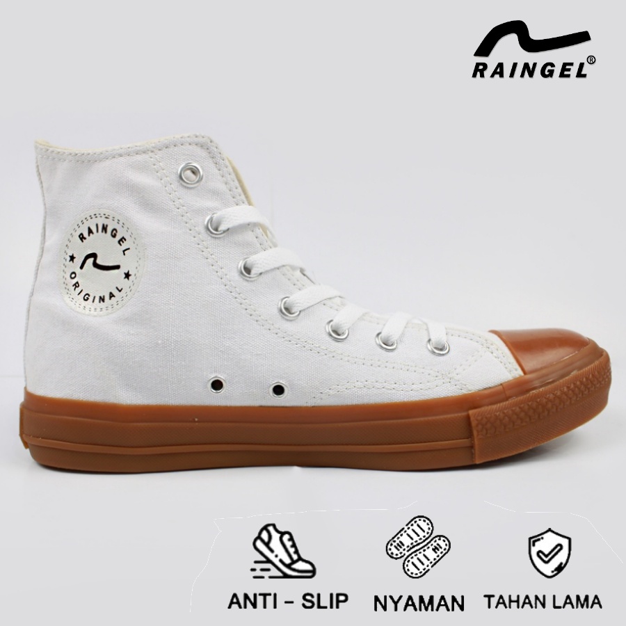 RAINGEL Sepatu Lokal - Basic Hi/White Gum | Sepatu Sneakers Putih | Sepatu Pria | Sepatu Wanita | Se
