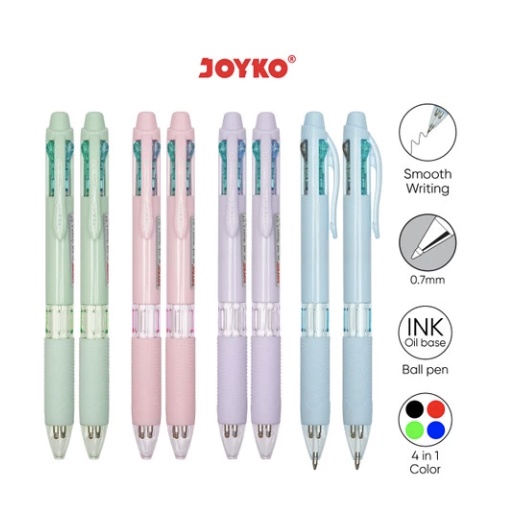 

Ball Pen Pulpen Pena Joyko BP-348 Quaco 4 0.7 mm 4 Warna Colors