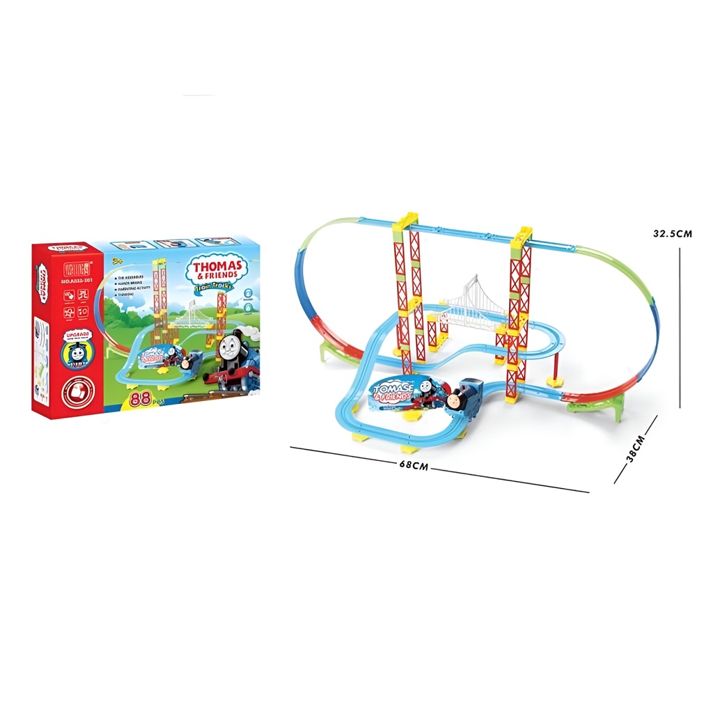 88pcs Train &amp; Thomas Roller Coaster | Kereta Api Mainan Anak | Kado Ultah Anak Laki Laki Usi 2-3-4-5-6 Tahun | Mainan Seru Untuk Keluarga