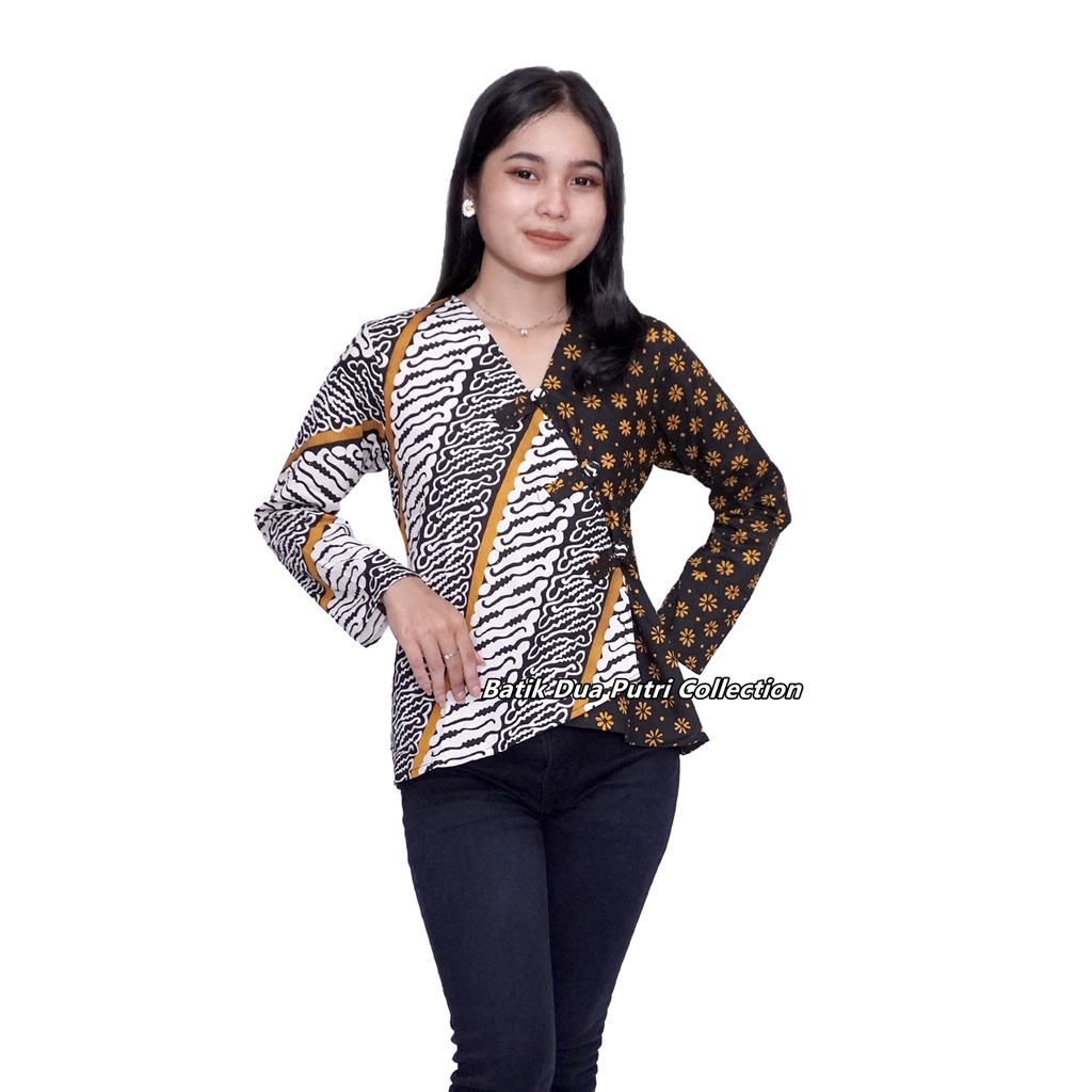 Atasan Batik Wanita Batik Cap Modern Minimalis primadona Blouse Batik Wanita