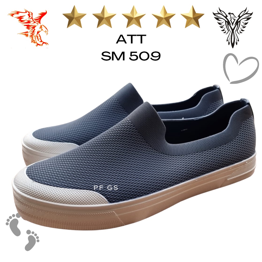 Sepatu Slip On Pria ATT SM 509 Karet Anti Air Lentur Trendy 39-43