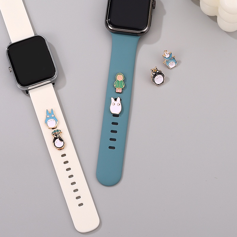 My Neighbor Totoro Gesper Tali Pesona Hias Untuk Iwatch Silikon Gelang Jam Logam Dekorasi Pesona Aksesoris Untuk Watch Band