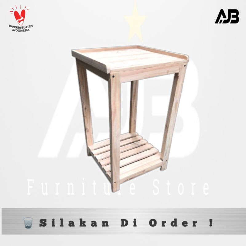 TERLARIS meja dispenser/mejikom dan kompor tungku 1, bahan Kayu PULAY