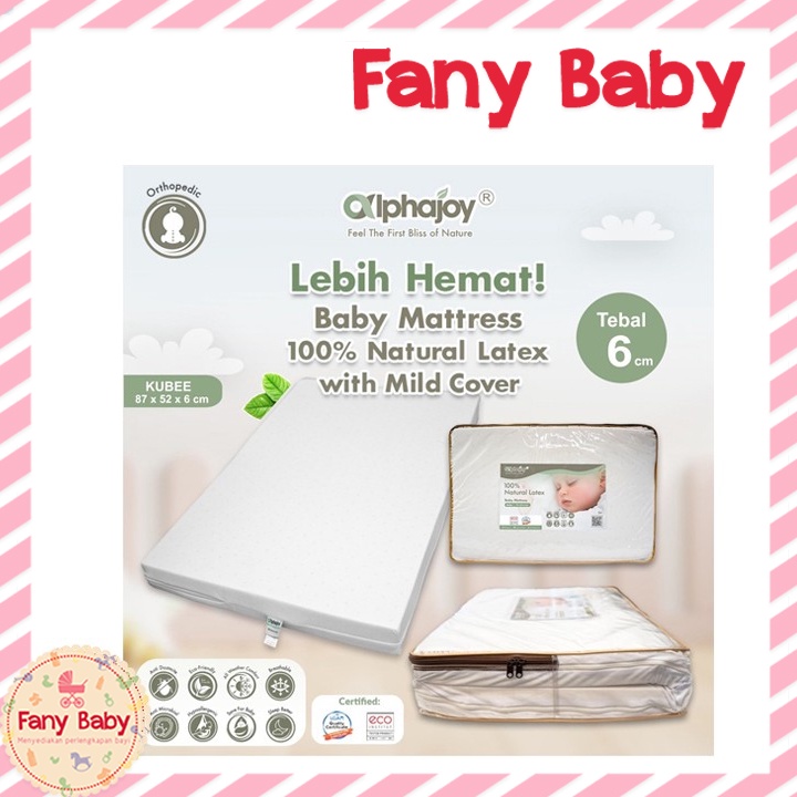 ALPHAJOY KUBEE MATTRESS 87X52X6CM 100% NATURAL LATEX WITH MILD COVER