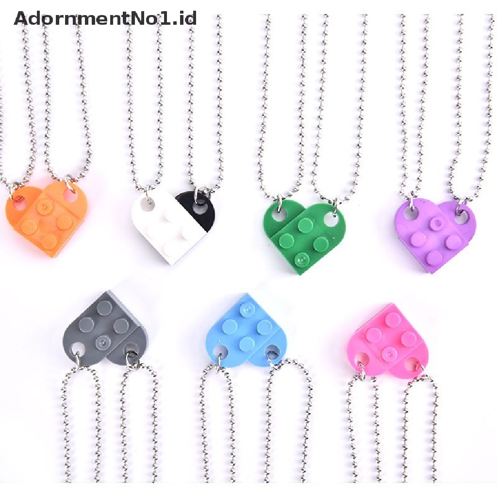 [AdornmentNo1] 2pcs Lucu Cinta Hati Bata Liontin Kalung Pasangan Persahabatan Wanita Pria Element [ID]