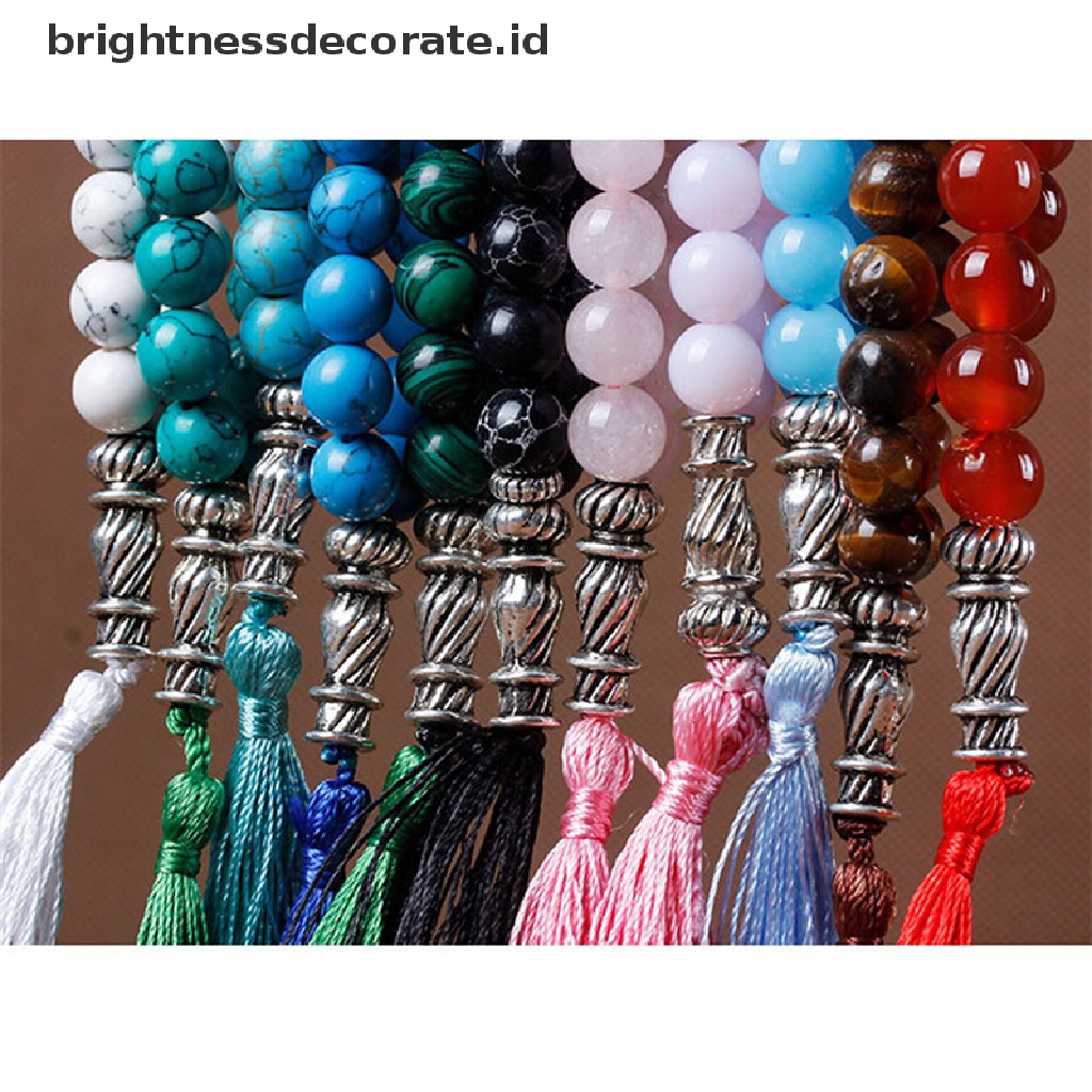 [Birth] Gelang Batu Malachite Liontin Rumbai 33butir Tasbih Muslim Islam Rosario [ID]