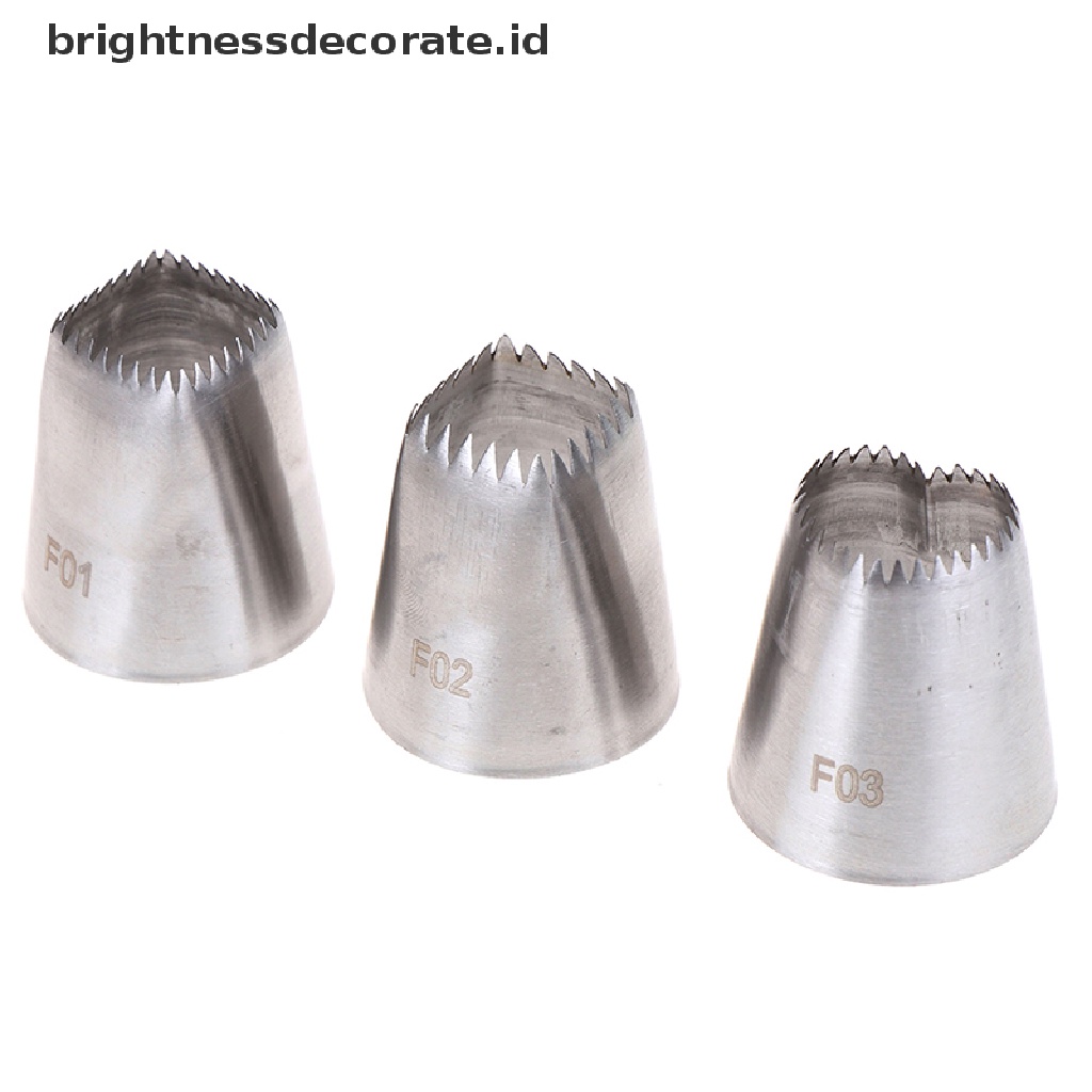 [Birth] 3pcs Square Heart Icing Piping Nozzle Rusian DIY Cream Cake Pastry Tips Alat [ID]