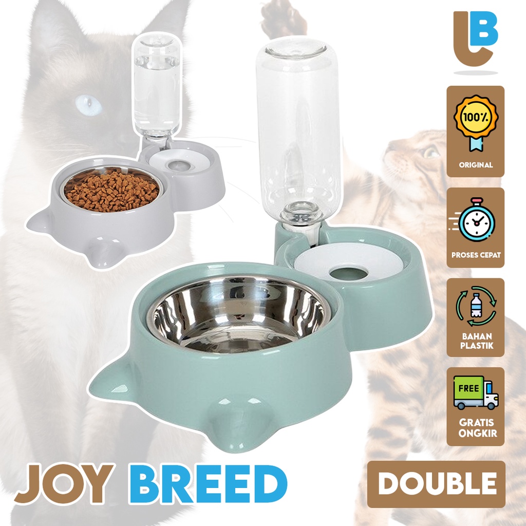 TEMPAT MAKAN DOUBLE MODEL KUCING DENGAN DISPENSER AIR PET DISPENSER DOUBLE MODEL KUCING PREMIUM | JOY BREED OFFICIAL