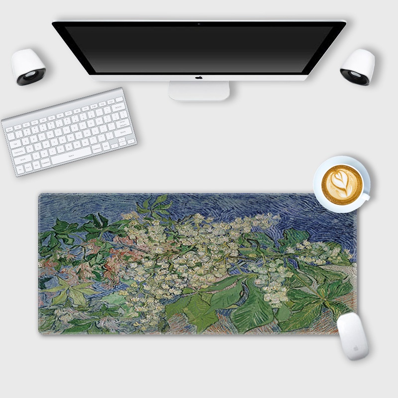 Alas mouse Besar Van Gogh Lukisan Minyak landscape desk pad Alas keyboard Komputer Non slip lock edge office desk pad